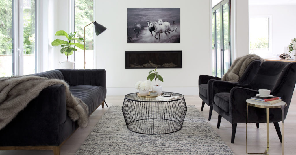Cyclone Wire Coffee Table in Black in Living Room