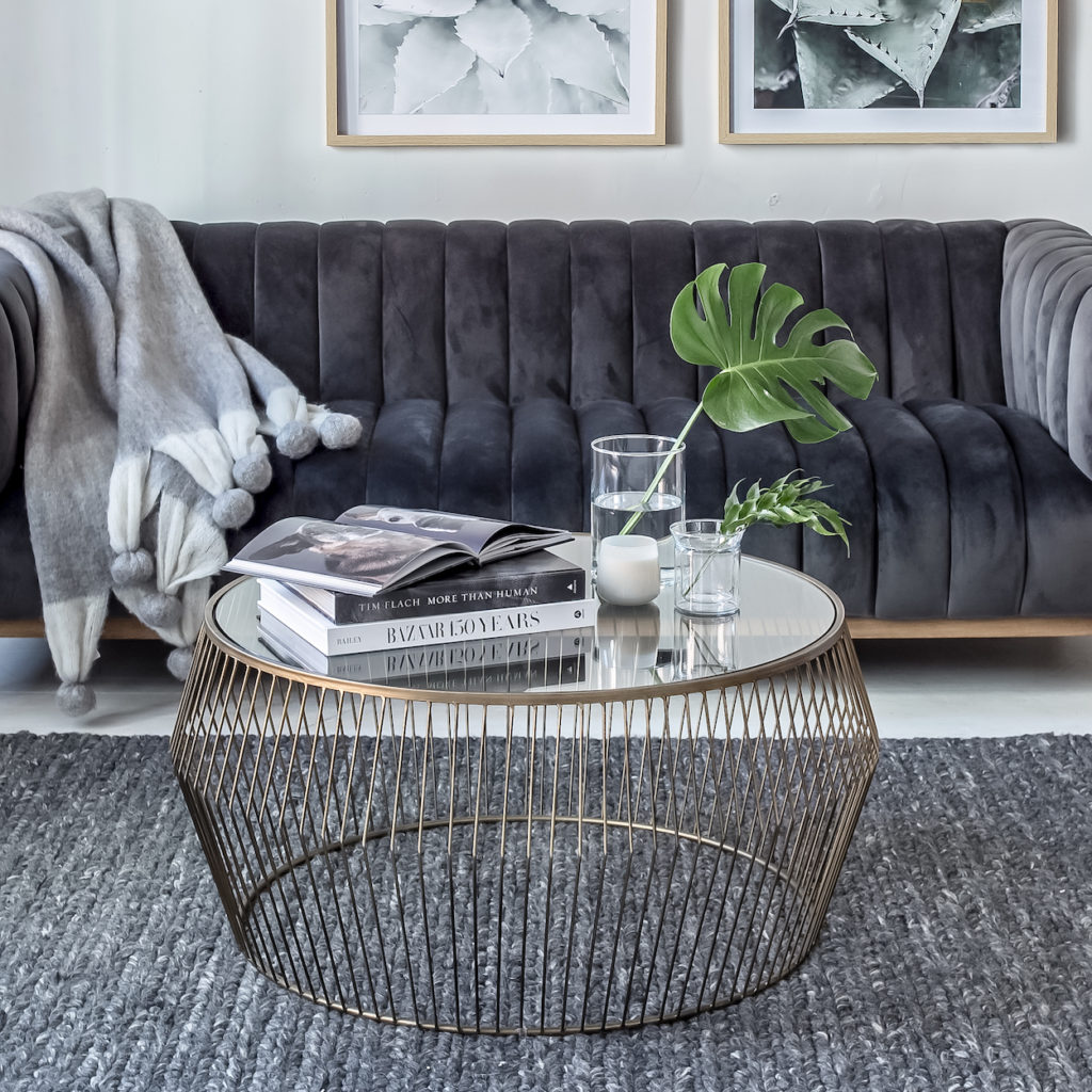 Cyclone Coffee Table in Gold in Living Room