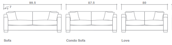 Line Diagram of Sofa, Condo Sofa and Love Seat