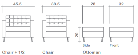 New York Sofa Collection Line Diagram od Chair and Ottoman