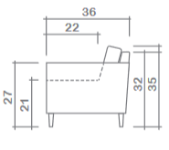 New York Sofa Colletion - Line Diagram of Side View