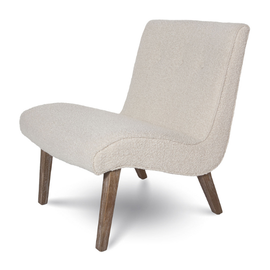 Bailey Button Back Chair in Boucle Angle View