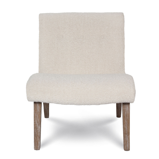 Bailey Button Back Chair in Boucle Front View