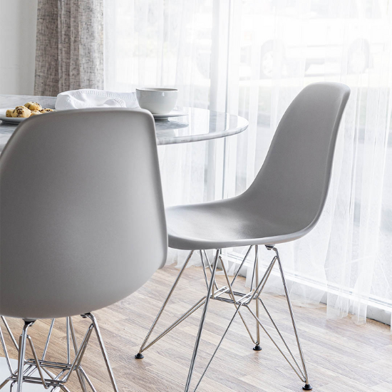 Grey Cairo Dining Chair at Round Table