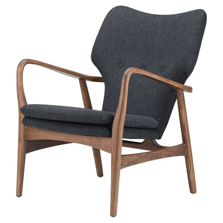 Patrik Occasional Chair Dark Grey Tweed Angle View