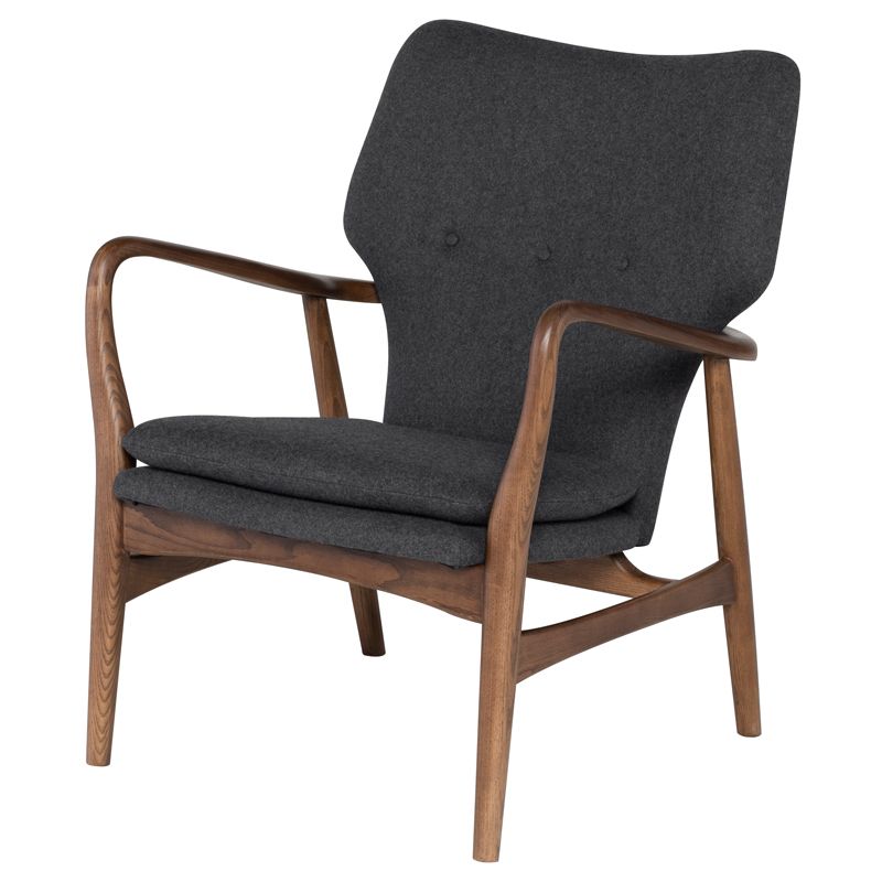 Patrik Occasional Chair Dark Grey Wool Angle View