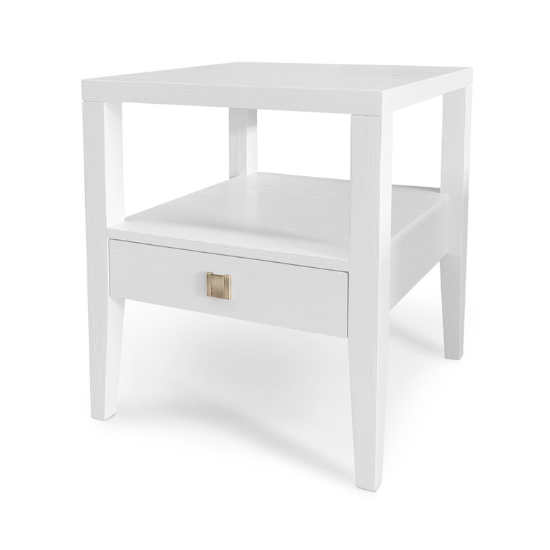 Hara 1 Drawer Accent Table - White Angle View