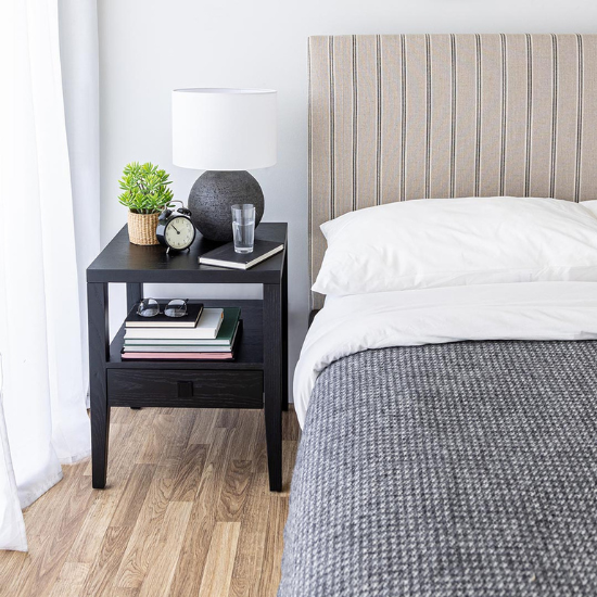 Hara 1 Drawer Accent Table in Black with Bed