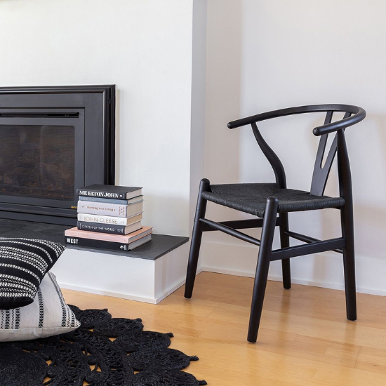 Frida Dining Chair Matte Black at Fireplace