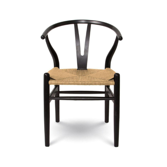 Frida Dining Chair in Black with Natural Seat