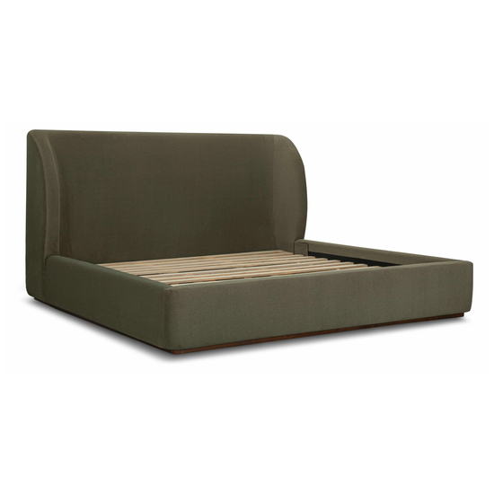 Fizz Bed in Velvet Fern showing plywood slat mattress support