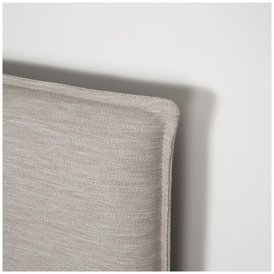 Julia Bed Short Sand upholstery and French seam detail