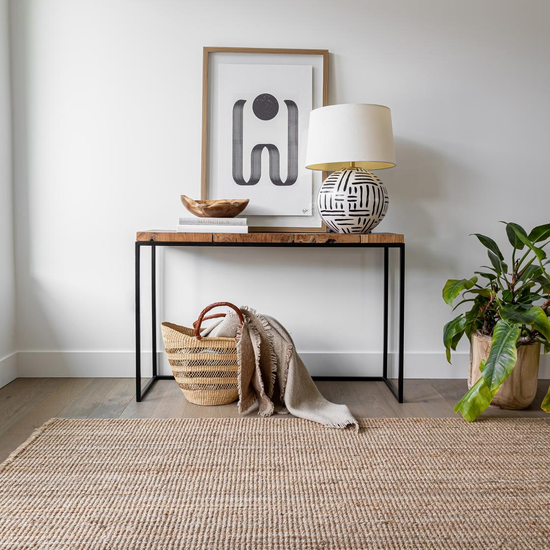 Large Natura Console Desk styled against a wall