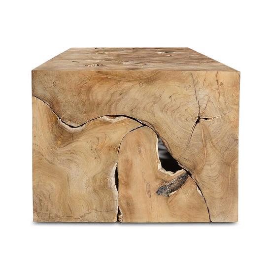 Natura Flow Coffee Table Bleached – End View End view of Natura Flow Coffee Table in Bleached reclaimed teak