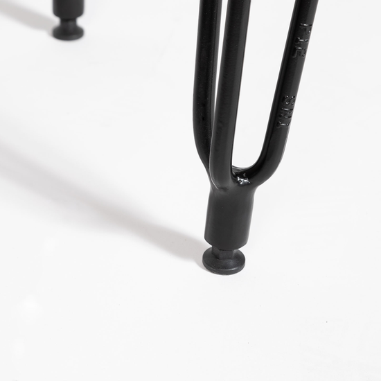 Natura Hairpin Console Table – Hairpin Leg Detail Black metal hairpin leg on Natura Hairpin Console Table