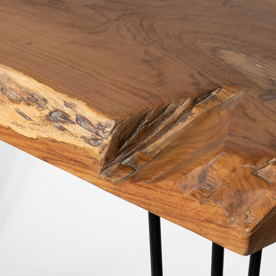 Natura Hairpin Console Table – Natural Teak Grain Natural teak grain detail on Natura Hairpin Console Table