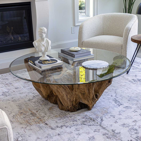 Small Natura Root Coffee Table in a bright living room