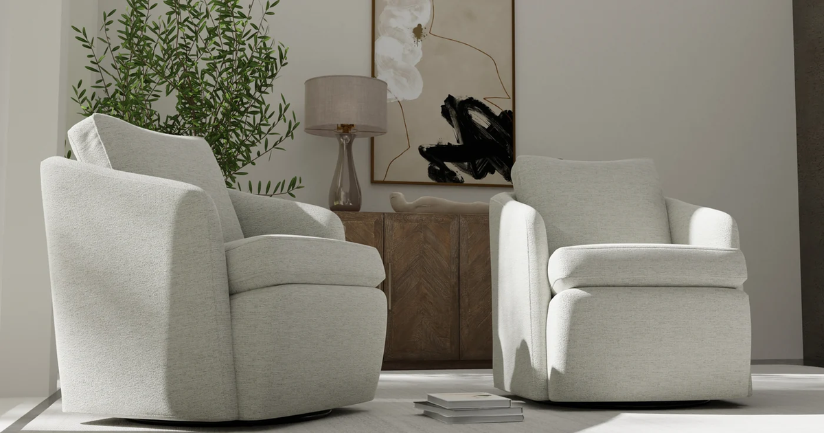 Teagan Swivel Chair – Lifestyle View Teagan Swivel Chair by Van Gogh Designs in a modern living room
