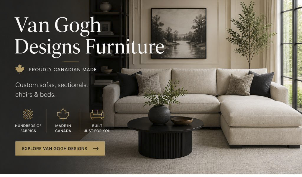 Van Gogh Designs furniture in Vancouver featuring custom Canadian-made sofas, sectionals, chairs and beds at Novo Furniture.