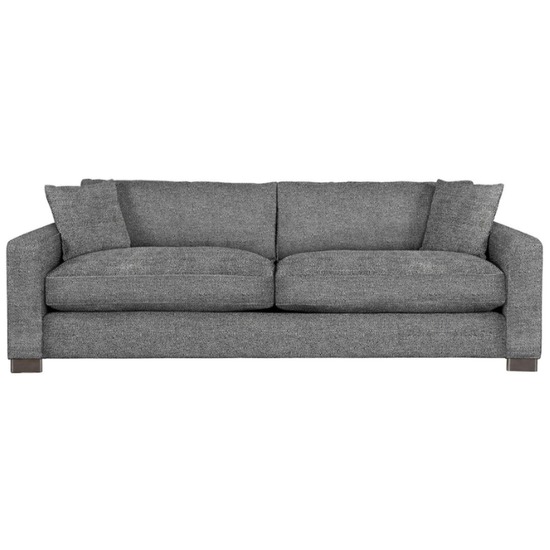 Retreat Sofa by Van Gogh Designs | Novo Furniture Retreat sofa by Van Gogh Designs in grey fabric with matching pillows and dark wooden legs